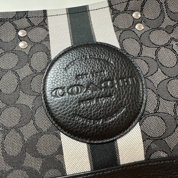 NWT! COACH Jacquard Signature Dempsey 2 way Mini Tote Bag Shoulder C7083 Black - Picture 2 of 12